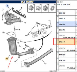 Wanautoparts Original three-way catalyst exhaust pipe muffler front section exhaust pipe first section 1731HF for Peugeot 206cc 207 1.6 16v