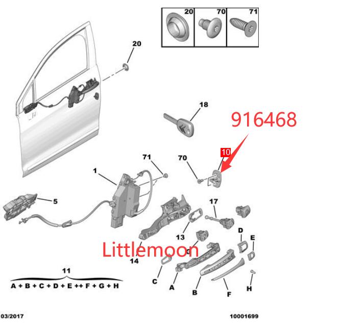 Wanautoparts Original brand new door lock door lock hook 916468 for Peugeot 301 2008 308 408 508 3008 5008 Citroen C3 C4 C5 C6 DS3 DS4