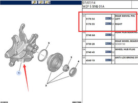 Wanautoparts Original new rear rotating pin rear wheel steering knuckle 517654 517655 for Peugeot 508 407 Citroen C5