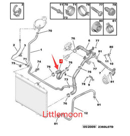 Wanautoparts Original new radiator inlet pipe joint water tank upper water pipe 1343HX 1343EL for Peugeot 206 207 307 308 408 Citroen C4