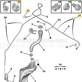Wanautoparts 699037 for Peugeot 307 308 408 Citroen C4 wiper spray hose clamp clip
