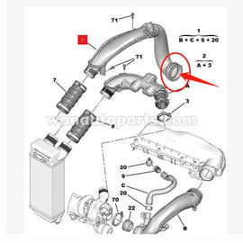 Wanautoparts Intercooler intake pipe sealing ring O-ring original for Peugeot 207CC 308 408 508 3008 5008 Citroen C3 C4 C5 DS5 DS4 1.6T