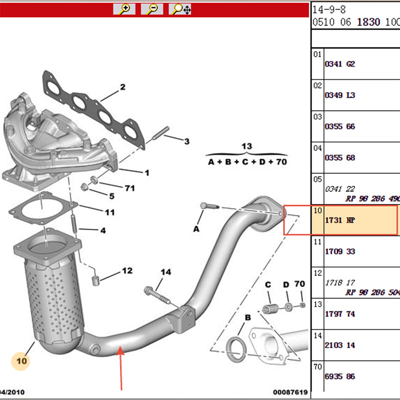 Wanautoparts Three-way catalytic converter Exhaust pipe Suitable for Peugeot 206 207 307 308 408 Citroen C2 C3 C4 C-quatre Elyess 1731NP