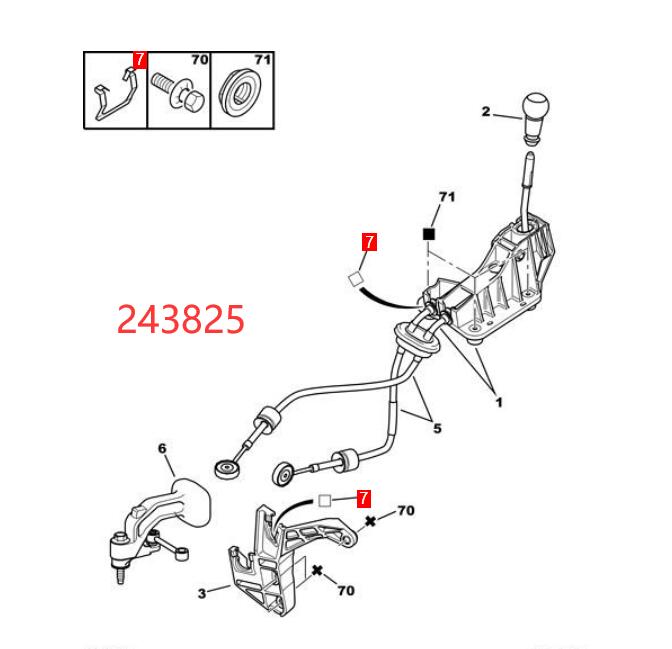 Wanautoparts Original nouveau câble de commande carte fixe clip de câble de changement de vitesse manuel 243825 pour Peugeot 207 307 308 408 407 607 301 citroën C3 C4 