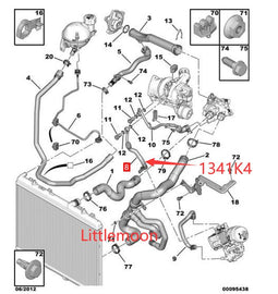 Wanautoparts Original new engine water pipe joint turbocharger cooling water pipe 1341K4 for Citroen C4 C5 DS4 DS5 Peugeot 3008 RCZ 308 508