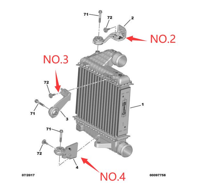 Wanautoparts Original new intercooler bracket 9803779180 9803778880 9803778980 for 308 408 508 3008 4008 5008 Citroen C4 C5 DS7 DS9