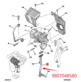 Wanautoparts Original new turbocharger lubrication pipe 9807048580  for Citroen C3 C4 DS3 DS4 Peugeot 308 208 408 301 3008 1.2T