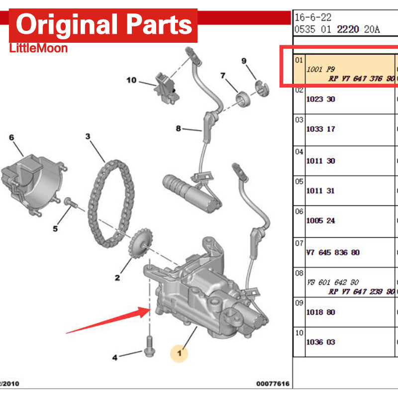 Wanautoparts – ensemble pompe à huile d'origine avec électrovanne V764737680 1001F9, flambant neuf, pour Peugeot 2008 3008 partenaire citroën C1 C2 C3DS3 1.6T 