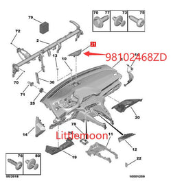 Wanautoparts оригинальная новая решетка динамика приборная панель центральный динамик верхняя крышка защитная крышка 98102468ZD для Peugeot 3008 4008 5008 