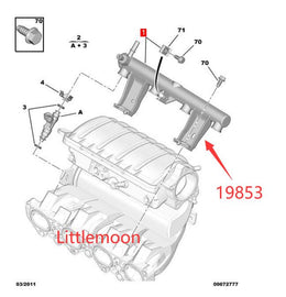 Wanautoparts Original new fuel injector fuel rail fuel injection rail 198537 for Peugeot 206 307 308 408 Citroen C2 C3 C4 1.6