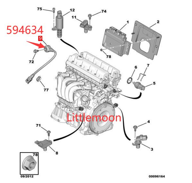 Wanautoparts Original nouveau capteur de cognement moteur 594634 pour citroën C4 Picasso C5 Peugeot 207 206 307 408 508 3008 407 2.0/2.3 