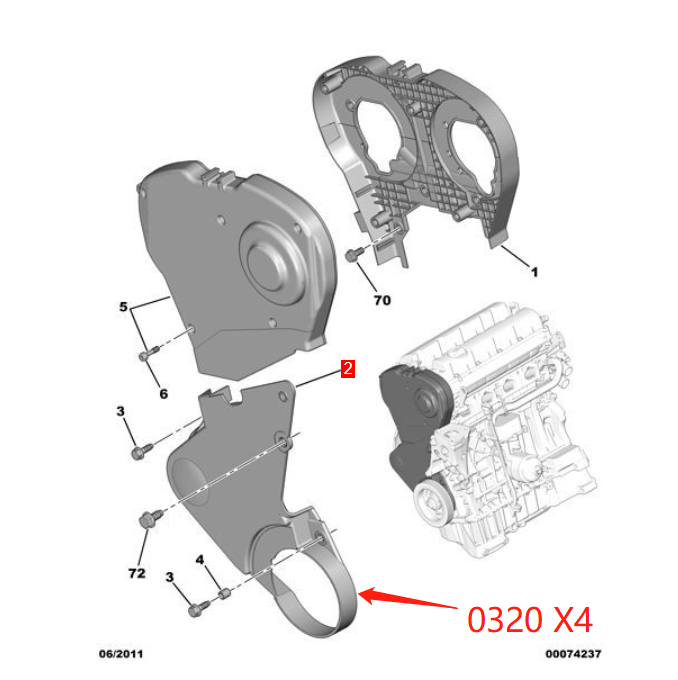 Wanautoparts Original new timing gear chamber cover timing belt protective cover 0320X4 for Peugeot 307 308 408 508 3008 5008 Citroen C4 C5