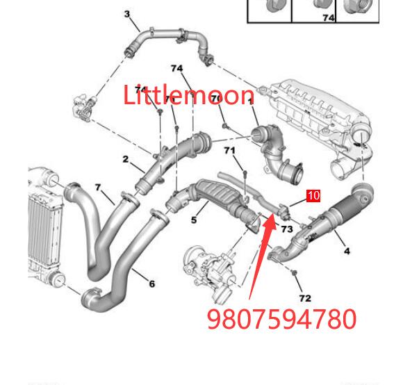 Wanautoparts Original new engine exhaust pipe crankcase ventilation pipe 9807594780 for Peugeot 208 2008 308 408 4008 Citroen C3 C4 DS3 DS4