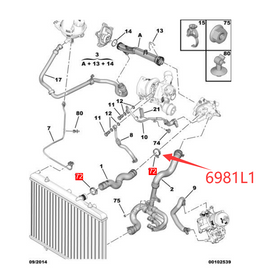 Wanautoparts Original new engine cooling water pipe clamp hoop 6981L1 for Peugeot 207 307 308 408 508 3008 Citroen C3 C4 C5 DS4 DS5