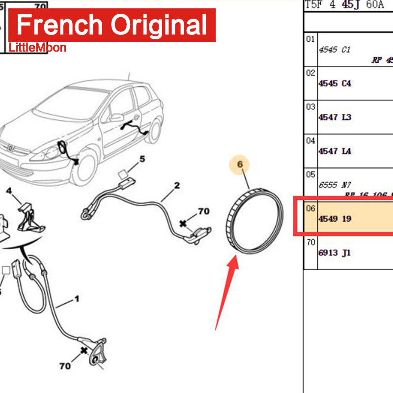 Wanautoparts – anneau d'induction de capteur ABS de roue arrière, flambant neuf, 454919, pour Peugeot 307 308 408 citroën C3 C4 Pallas Picasso 