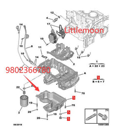 WanAutoparts Original brand new engine oil pan 9802366780 for Peugeot 208 2008 308 408 3008 4008 Citroen C3 C4 DS3 DS4 1.2T