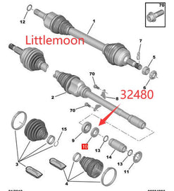 Wanautoparts Original new drive shaft bearing half shaft bearing 324808 for Peugeot 206 207 308 307 408 508 3008 407 2008 Citroen C3 C4 C5