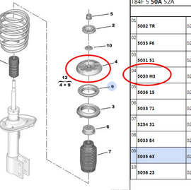 Wanautoparts Original new front shock absorption top glue front reduction upper support Top rubber  5038H3 for Peugeot 3008 5008